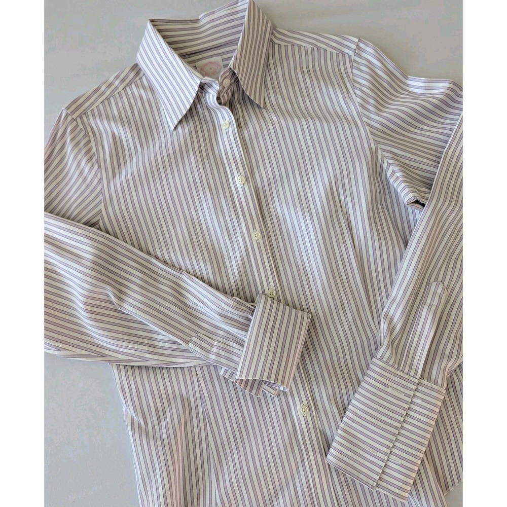 Brooks Brothers 1818 Womens 8 Tailored Fit Non Iron Stretch Shirt Striped Purple